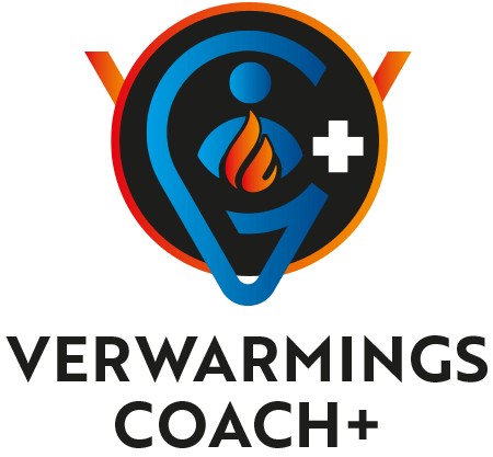 Verwarmings Coach+ logo met donkere tekst op lichte achtergrond